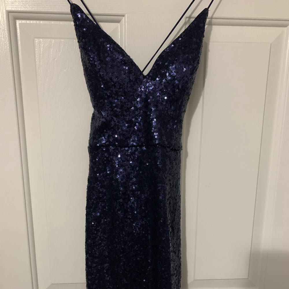Mini blue sequined dress. W tags